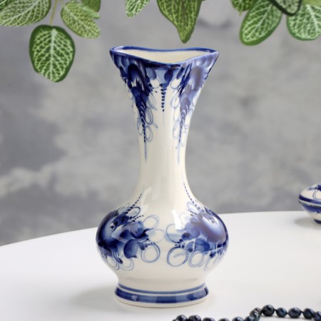VAZ "Trilist", Gzhel, Porcelain, 21x10 cm-1
