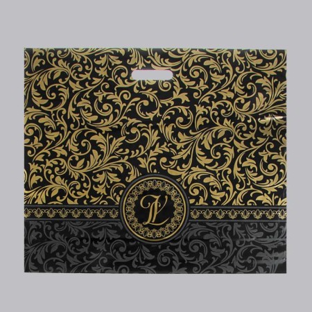 Package "Versailles" black, polyethylene with a cut pen, 70 μm 50 x 60 cm