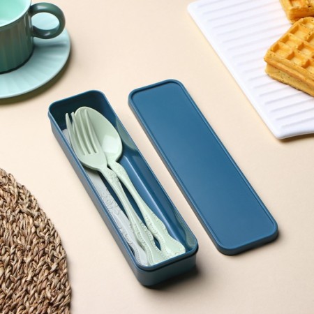 A set of cutlery in a case of a share, fork, spoon, knife, color mix-2