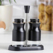 Set for glass spices on the Estel stand, 120 ml, 15 × 8 × 17.5 cm, 2 pcs, black color