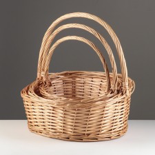 A set of wicker baskets, 3pcs, willow, 47x39x14/20x42, 40x33x12/18x36, 35x28x10/16x32, honey
