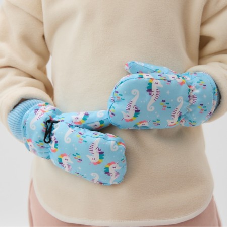 Winter children's mittens minku, Blue color, 15cm