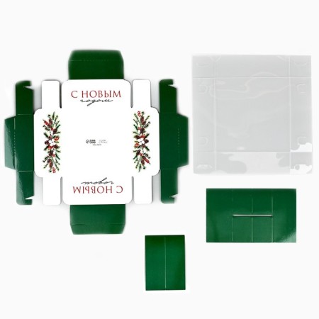 Box for 4 sweets with cells "spruce aroma", 10 x 10 x 3 cm, new year-5