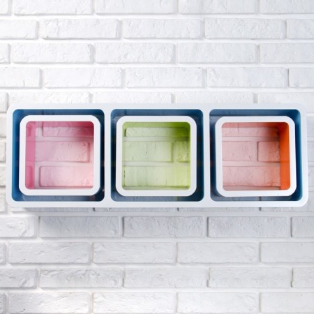 Set of wall shelves 1+3, multi -colored (large 75*26cm, 3 small 20*20cm)