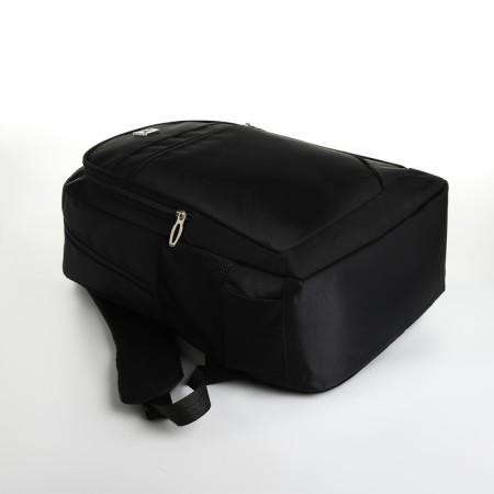 School backpack from textiles with a zipper, 4 pockets, black color-4