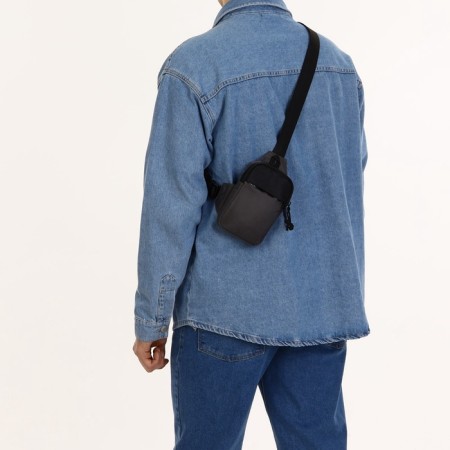 Textile sling bag, gray color-5