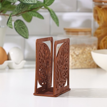 Wooden napkin "leaf", 12 × 12 × 5.5 cm, brown color-2