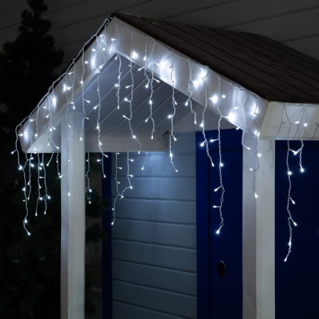 Garland "fringe" 3 × 0.6 m, IP44, UMS, white thread, 160 LED, white glow, white flicker, 220 V