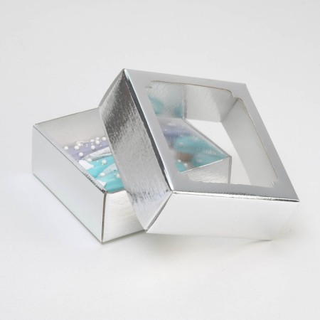 Box the team, cover is, with a window, silver, 14.5 x 14.5 x 6 cm-1