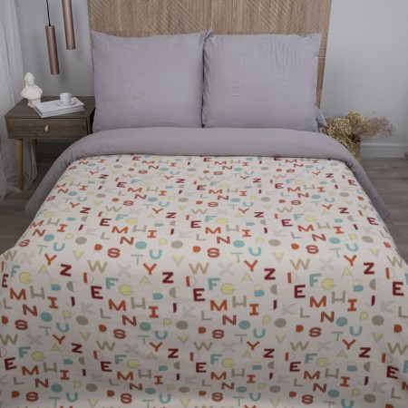 Fleet blanket "letters", size 150x200 cm, milk color