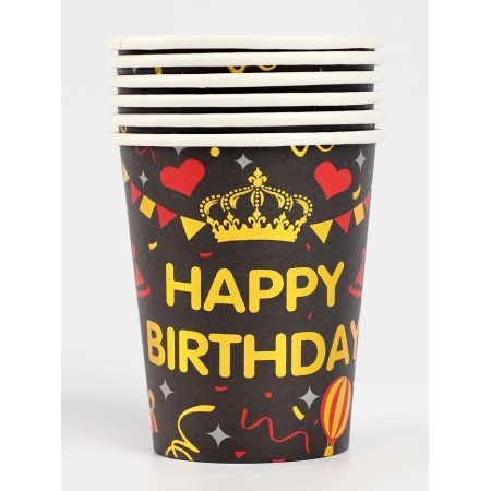 A set of paper utensils "Happy birthday", set 12 pcs., Black color-4