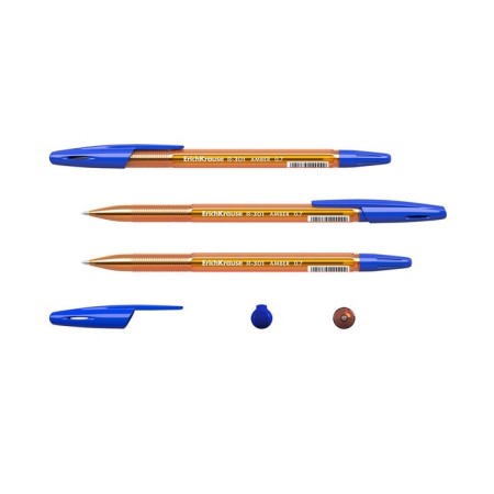 Ballic handle Erichkrause R-301 Amber Stick, Node 1.0 mm, blue ink, letter line length 1000 meters-5