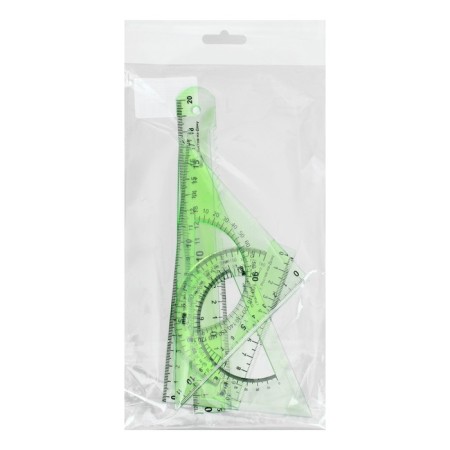 Set of drawing medium calligrata (ruler 20 cm, 2 triangles, transporter), transparent, mix, package-1