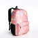 A backpack with a zipper, 3 outer pockets, pink color