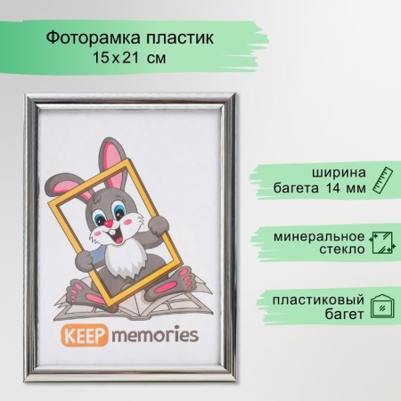 Photo frame plastic 15x21 cm 177 silver