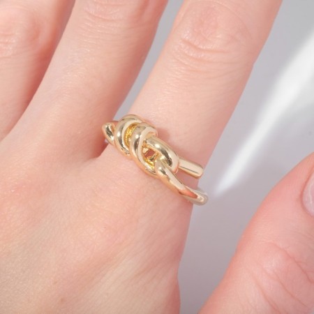 Ring "Knot" double, color gold, dimensionless-2