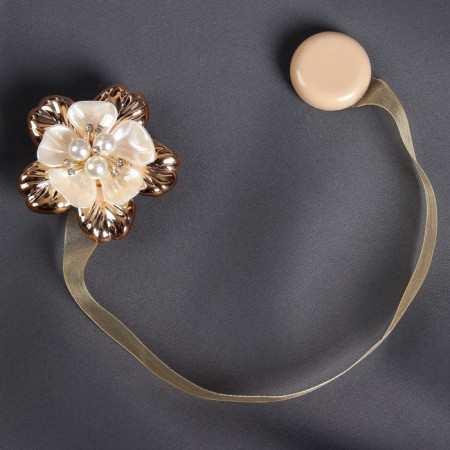 Picking for curtains "Purvalum flower", D = 5.5 cm, gold color-1