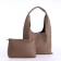 Women's bag on the button, cosmetic bag, dark beige color