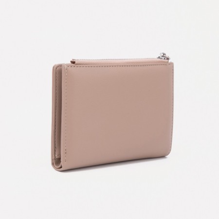 Women's wallet on the button, beige color-1