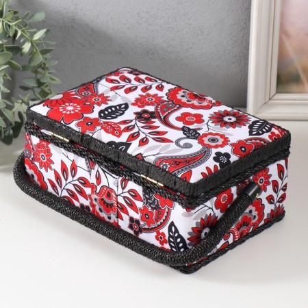 Casket for needlework "Folk Flower pattern" 24x16x11 cm-6
