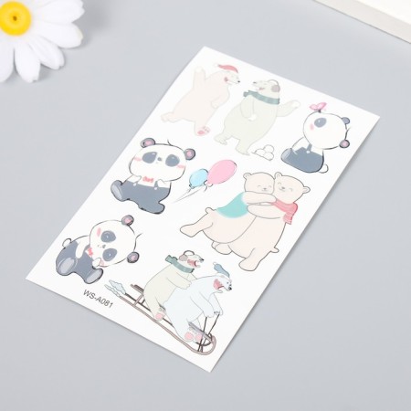 Tattoo on the body color "Bear. Winter Fun" 12x7.5 cm-1