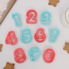 A set of forms for cutting the cookies “numbers”, 10 pcs, color mix