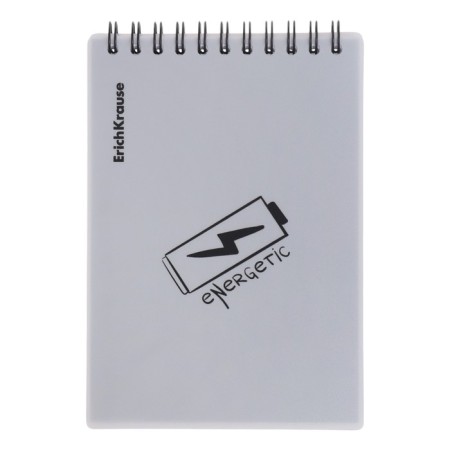 Notepad for spirals A6 80 sheets, cage, Erichkrause "Life Style" Plastic coverage silk -screen films, Bellar Beliac block 100%, silver