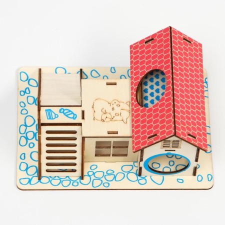 Complex-site for rodents with 2 houses and a hill, plywood, 19 x 14 cm-8