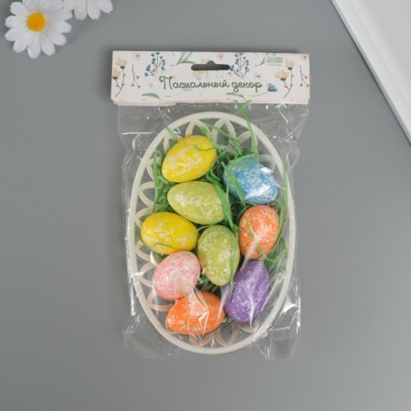 Easter decor "Eggs with lace in a nest" set 9 pcs 3.5x12x18 cm-4
