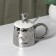Ceramic mug with a spoon "Stylish Bear", 320 ml, silver color