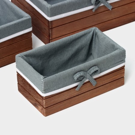 A set of handmade interior baskets LadOM, rectangular, 3 pcs, size: 20 × 11 × 9 cm, 24 × 15 × 10 cm, 28 × 19 × 11 cm-3