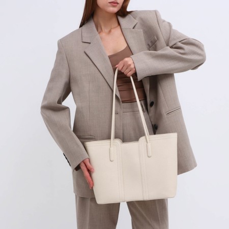 Bag Female Tout with zipper, milk color-6