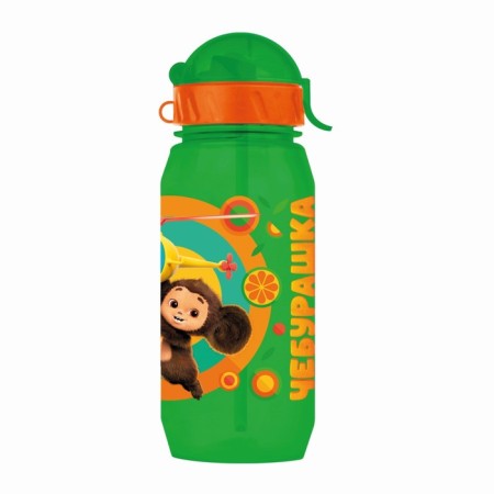 Baby bottle with silicone tube "Cheburashka", 400 ml., With a lace, color and drawing mix-7