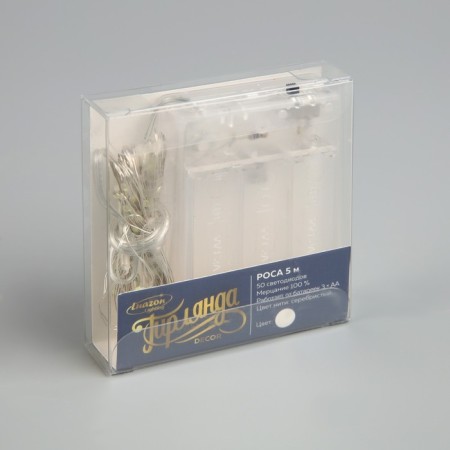 Garland “thread” 5 m dew, ip20, silver thread, 50 led, white glow, flickering all LEDs, AAH3-3