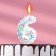 Candle in the cake "Air", number 6, 5.5 cm, white