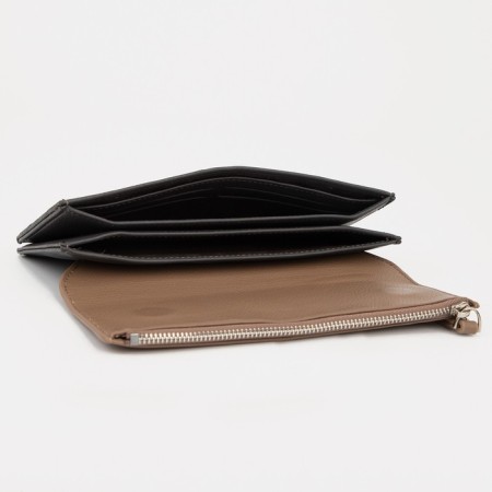 Women's wallet on magnets, gray/beige color-2