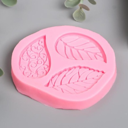 Mold Silicon "Leaflets with patterns" 3 objects 0.8x7.6x7.2 cm-1