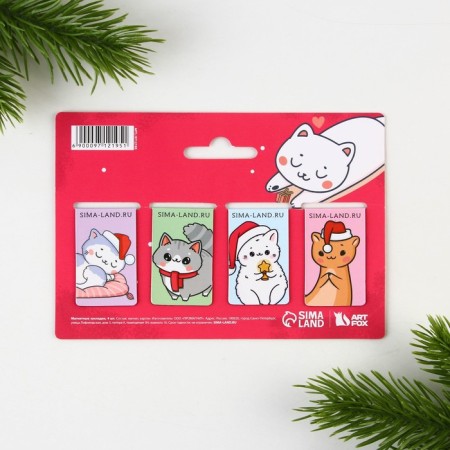 New Year. Magnetic bookmarks “Love and warmth”, 4 pcs mini-4