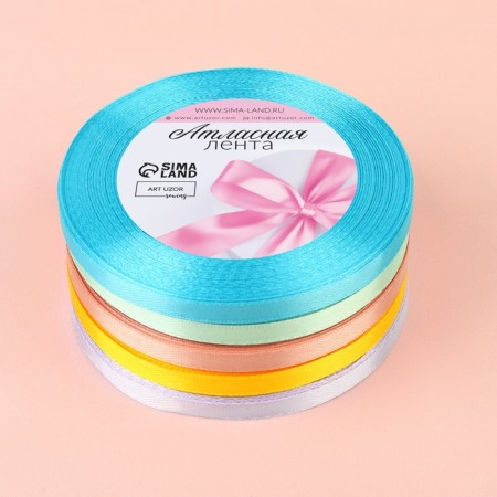 Set of satin tapes "Spring", 5 pcs, size 1 tape: 6 mm × 23 ± 1 m-2