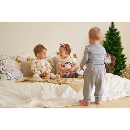 Combineson crumb I "Merry XMAS", height 68-74 cm, beige color-3
