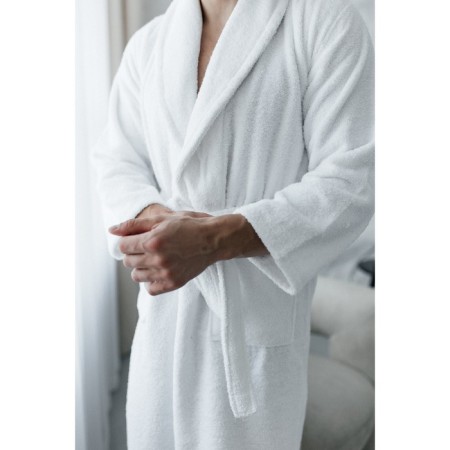 Tainted male bathrobe, size 46, white color-11