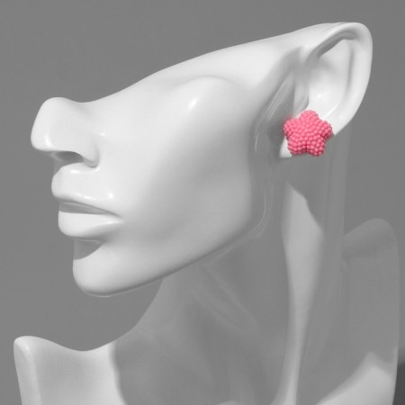 Earrings plastic "Caramel" star, pink color-2