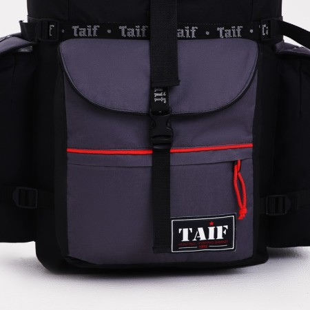Tourist backpack on the valve, TAIF, 65 l, 3 external pockets, black/gray color-8