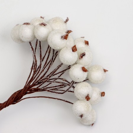 Decorative berries, white, 7 × 6 × 7 cm, 40 berries-1