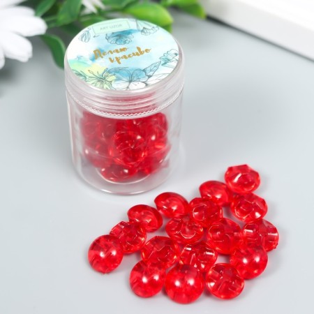 Buttons plastic on the midnight "Red crystal" 1.3x1.3 cm set 35 pcs 4.8x3.7x3.7 cm