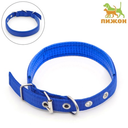 Collar "Comfort" Combined (polyester, artificial leather), 45 x 2 cm, Osh 30-39 cm, blue 609-1