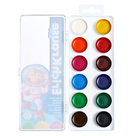 Watercolor 12 Erichkrause "Kids Space Animals", honey, in a plastic box, with UV brightness protection-2