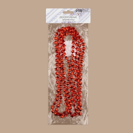 Beads on the threads "Stars", 10 mm, 2 m, red color-2