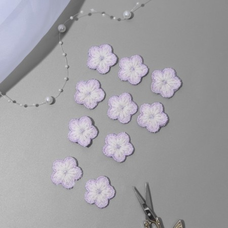 Knitted elements "flowers", 2.8 × 2.8 cm, 10 pcs, lilac/white color-1