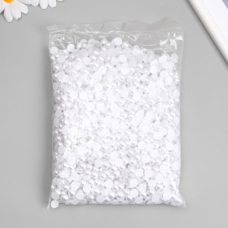 Decor for creativity "Half of the pearl" White set 500 g 1x1x0.5 cm-3